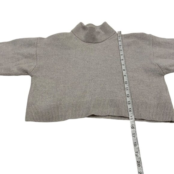 Aritzia Wilfred Free Harper Cropped 100% Wool Turtleneck Gray Sweater Size M - Picture 5 of 7